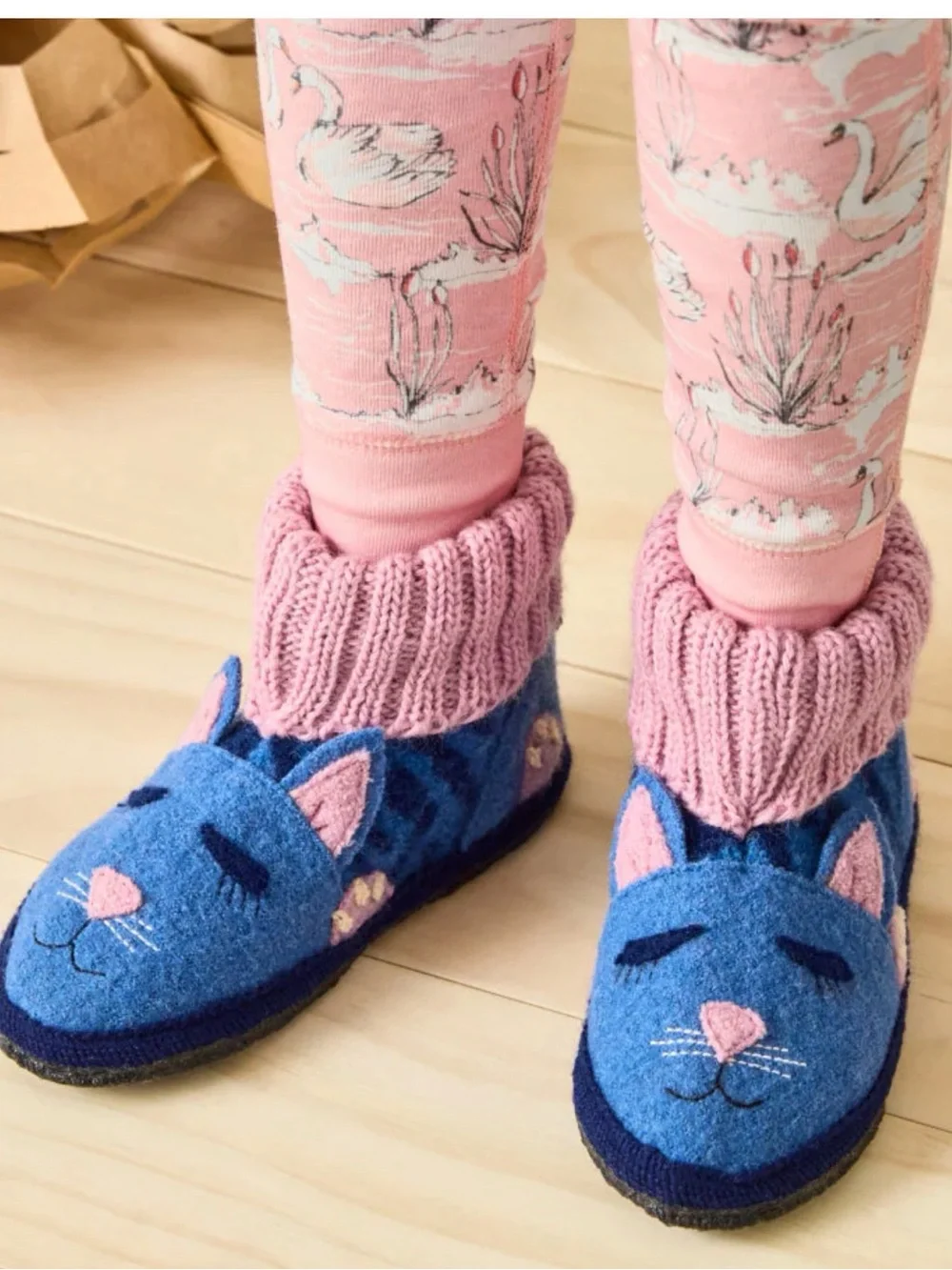 Garnet Hill Kids Cat Boiled Wool Slippers by Haflinger sz 2